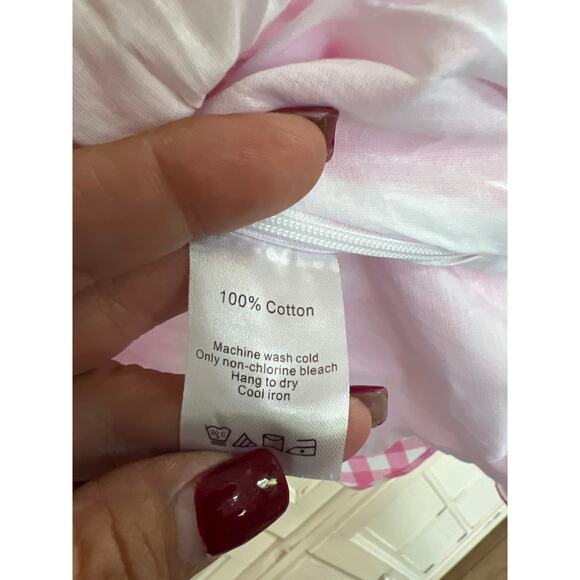 Duffield Lane size medium pink and white gingham plaid blouse top - Picture 3 of 4